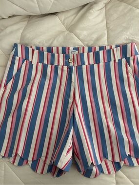 crown & ivy Blue, Pink & White Striped Scallop-Hem Shorts NWT